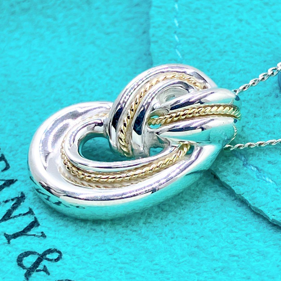 美品✨ティファニー ツイスト ノット コンビ ネックレス シルバー925 k18 画像3