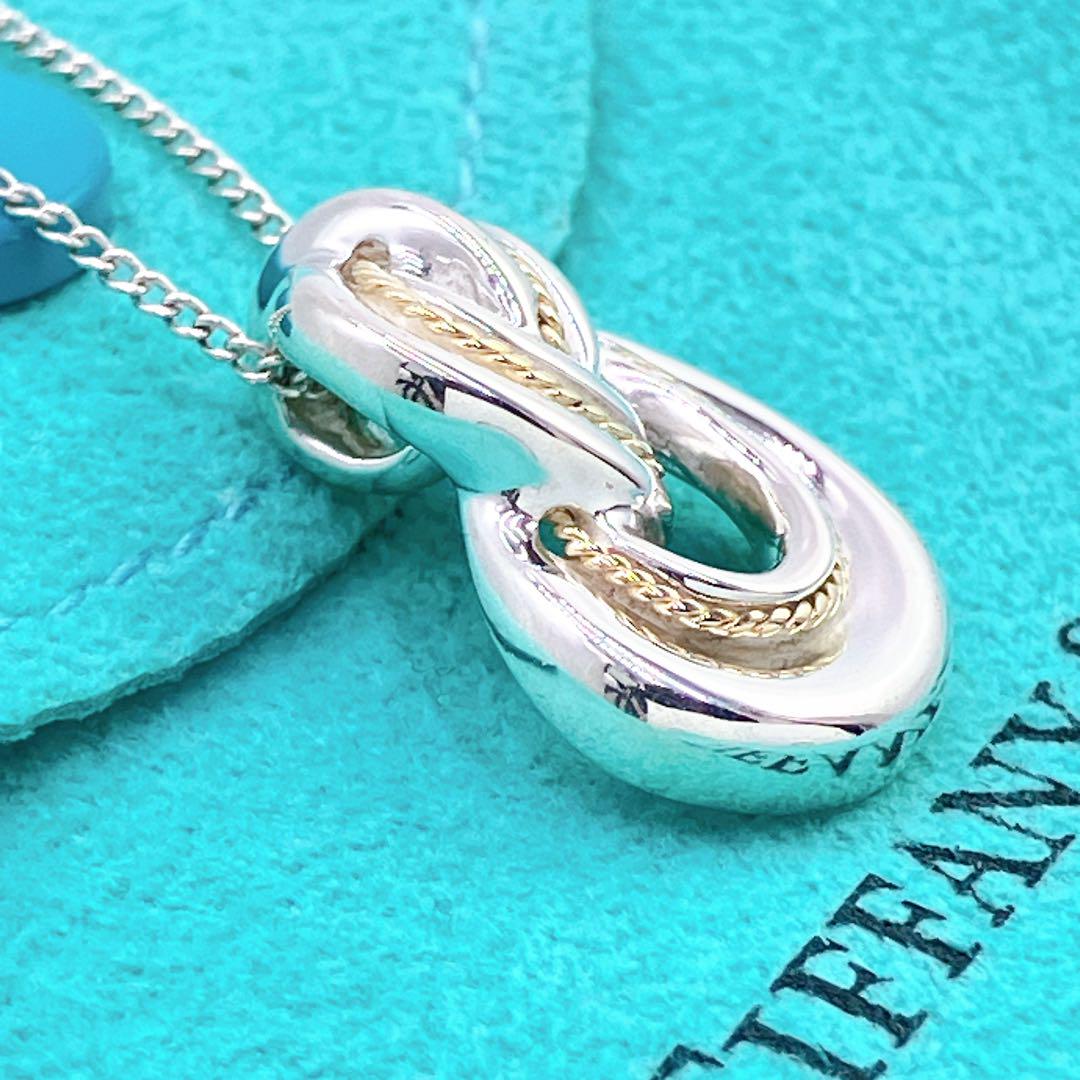 美品✨ティファニー ツイスト ノット コンビ ネックレス シルバー925 k18 画像4