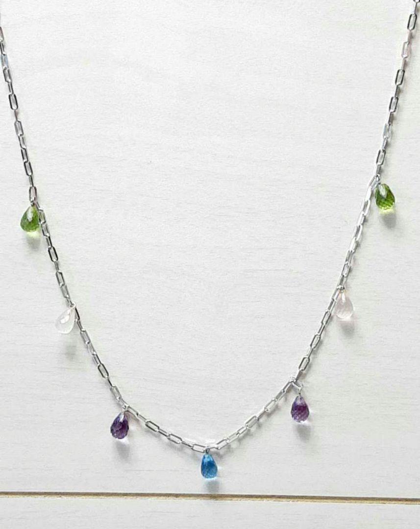 ★☆K18WG★ カラーストーン☆ネックレス52.50mm ペンダント☆2