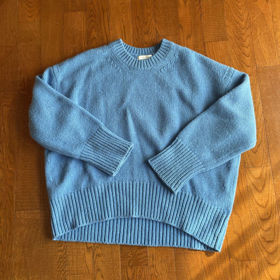 GALERIE  VIE ファインウール クルーネックプルオーバー　ブルー　S