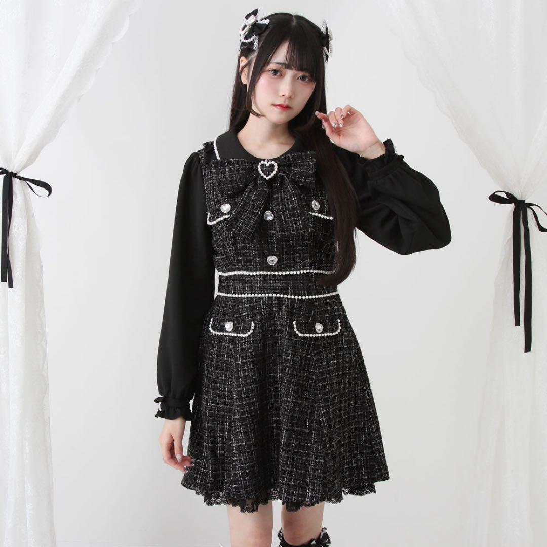 ハートパールお嬢様ツイードワンピース 3L DearmyLove 量産型