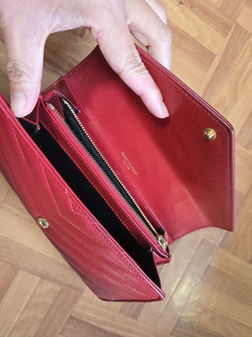 YSL レッド キルティング長財布