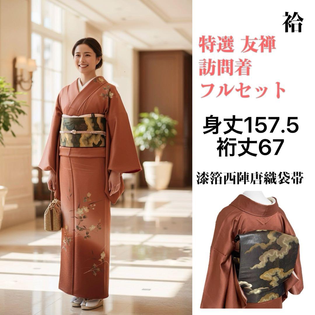 k154 特選正絹 訪問着 4点フルセット 身丈157.5裄丈67