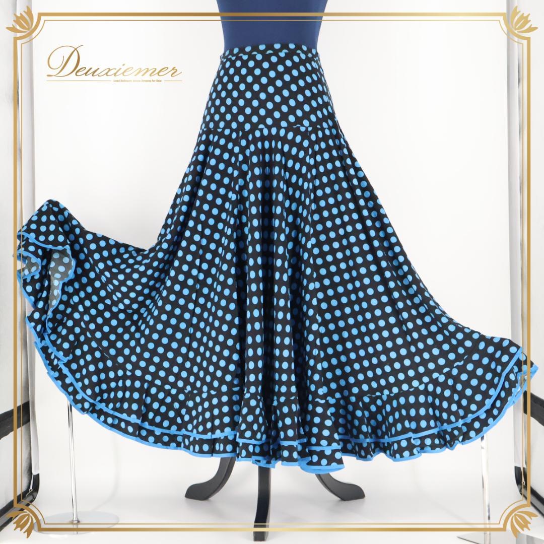春のコレクション フラメンコ衣装】ブルー 黒 スカート ペチコート ファルダ aiai フラメンコ