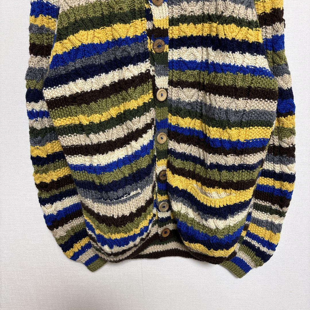 インバーアラン inverallan ボーダー カーディガン ニット 茶色タグ