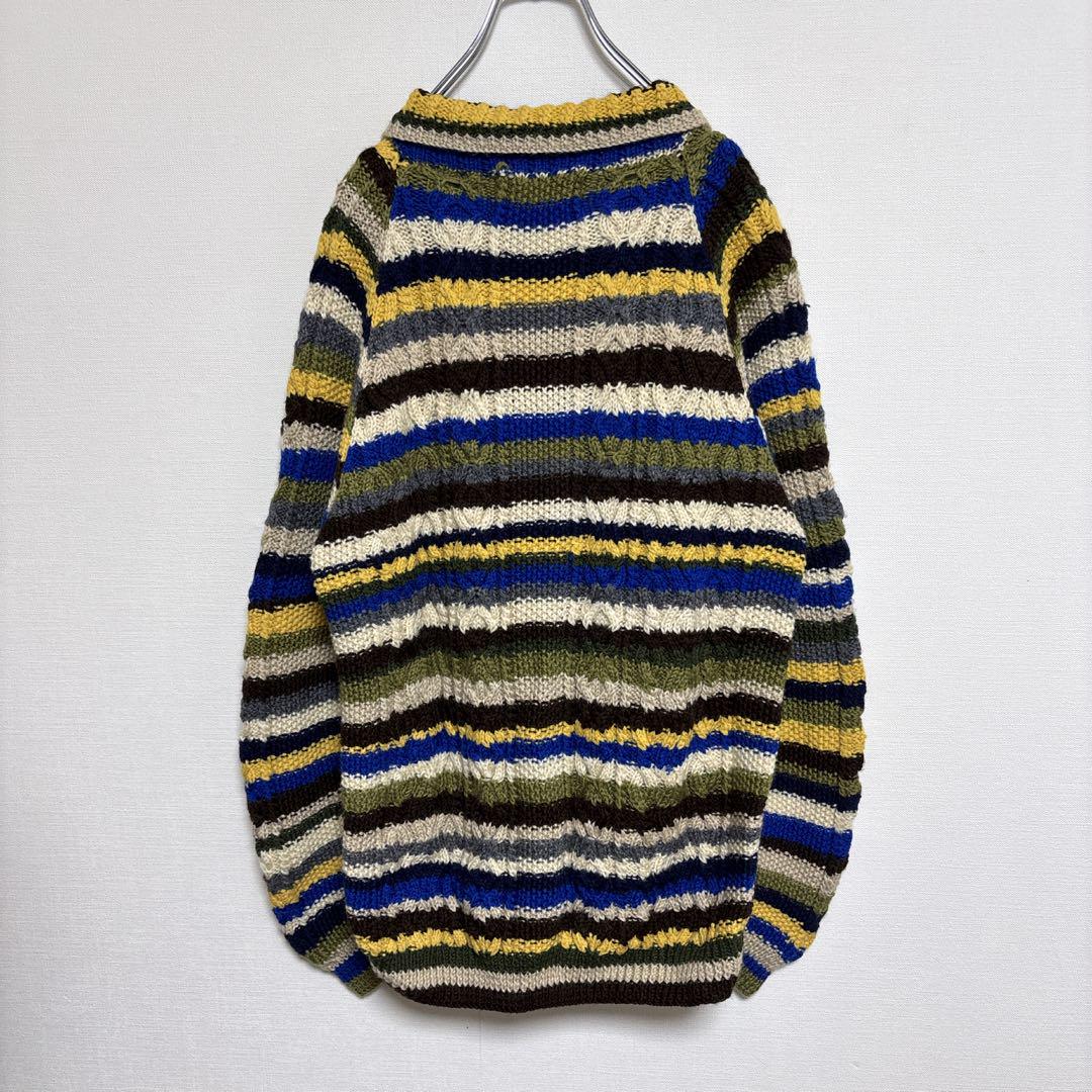 インバーアラン inverallan ボーダー カーディガン ニット 茶色タグ