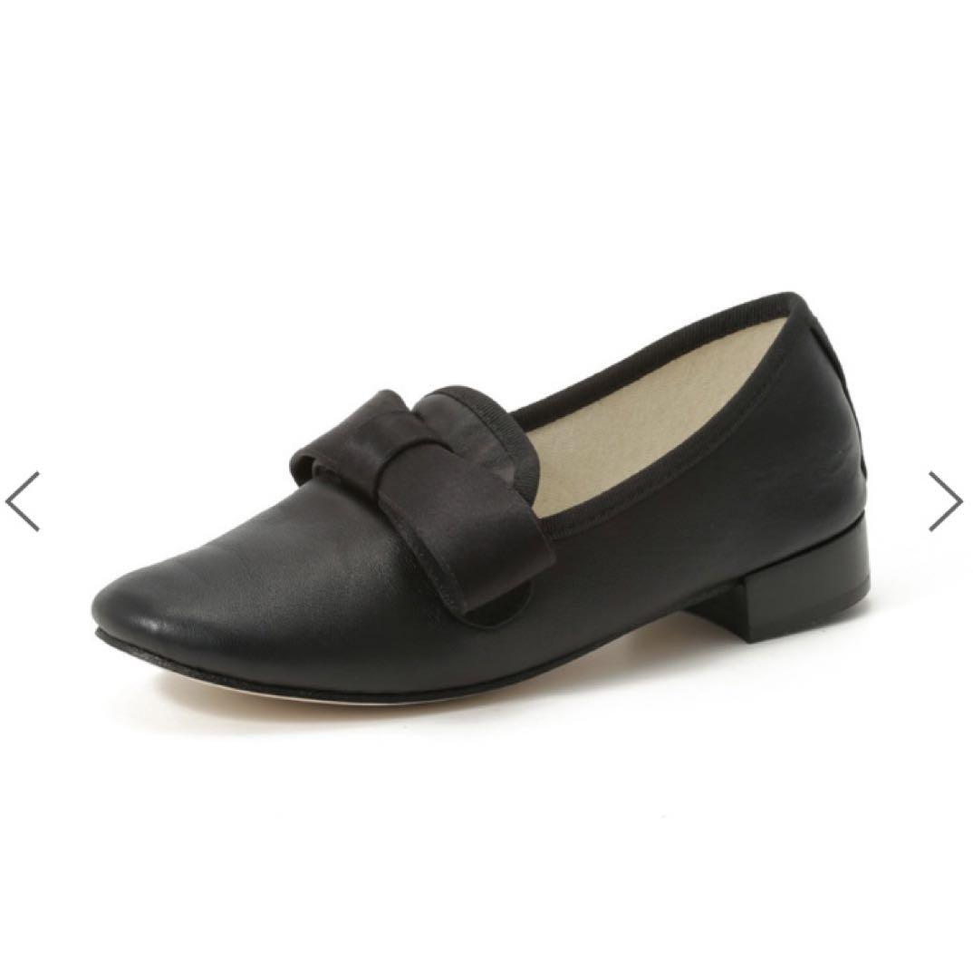 【本物新品保証】 Repetto レディース 36.5 ブラック 黒 ローファー リボン レペット 靴