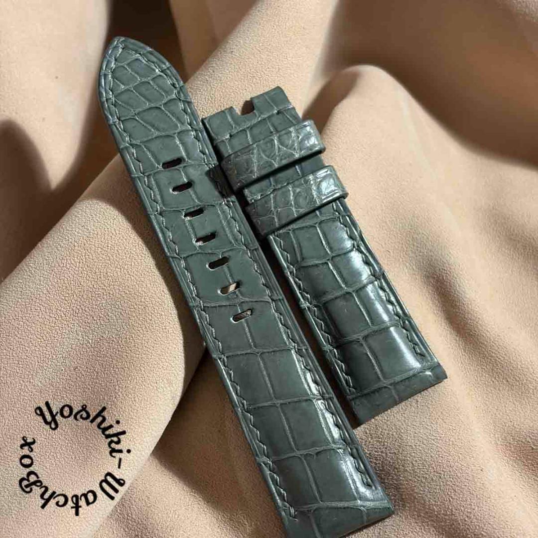 cro-1977 クロコダイル 腕時計ベルト グレー ラグ幅22mm