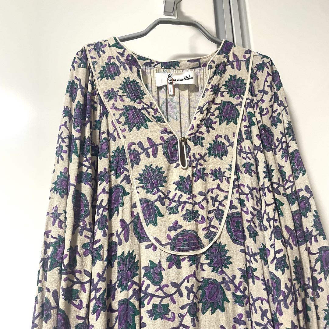 Sara mallika フラワーモチーフ ロングワンピース レーヨン 花柄