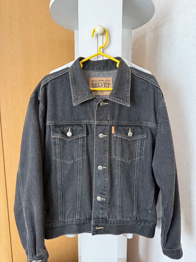 Belvet Washed Black Denim Jacket - メルカリ