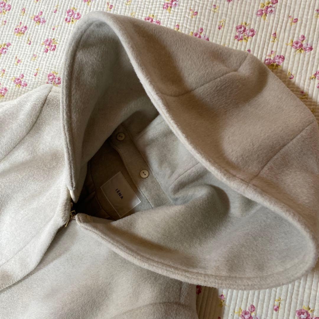 イエナ 二重織りシャルムフードコクーンコート 36 アイボリー系 DMW イエナ 二重織りシャルムフードコクーンコート 36 アイボリー系 DMW