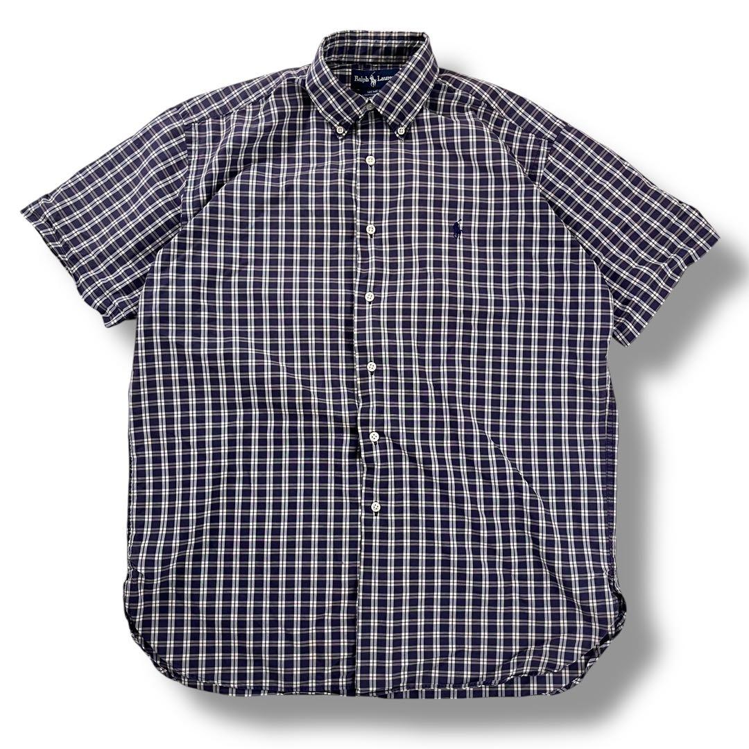 90s ポロラルフローレン マクミール 半袖 チェックシャツ 古着 M