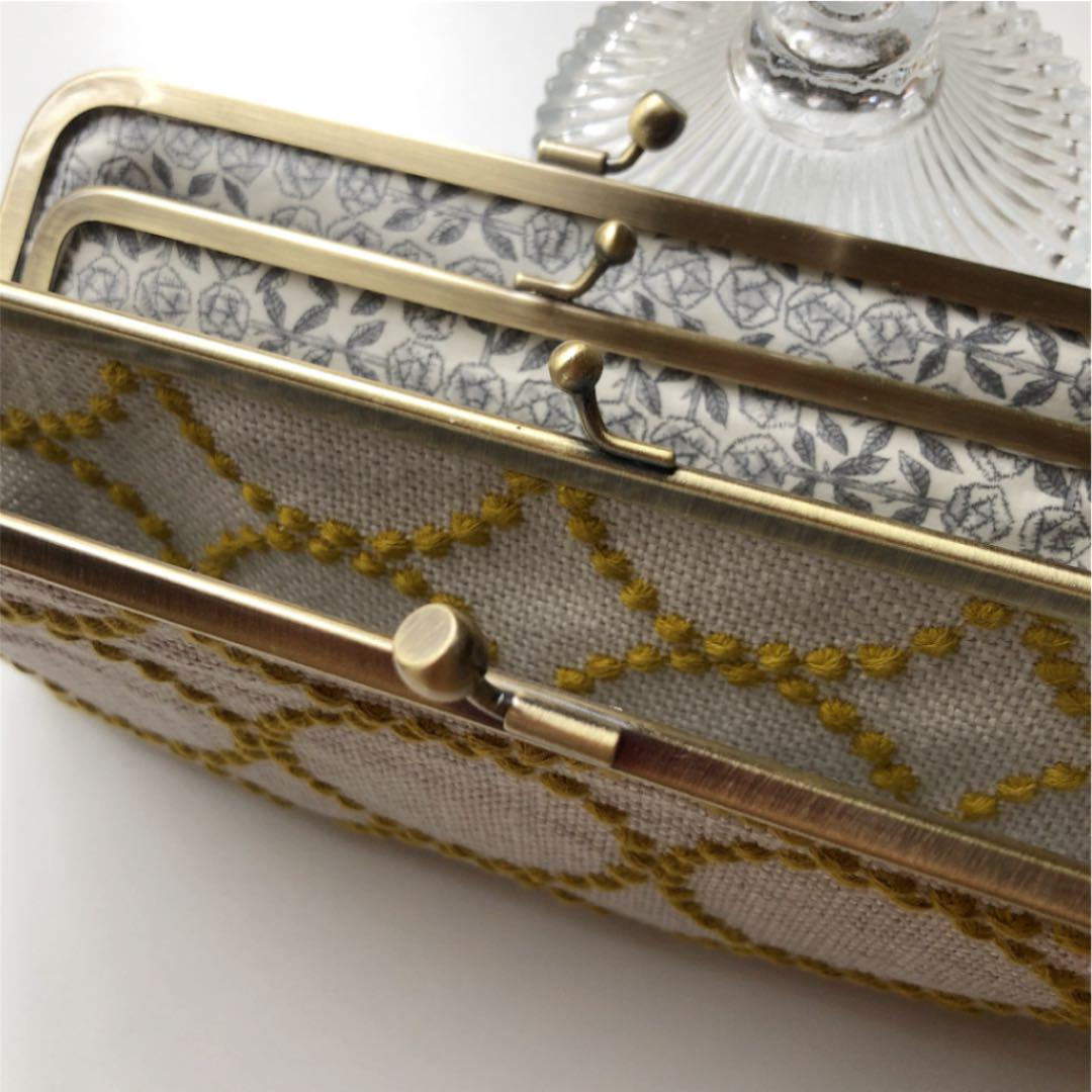 ハンドメイド がま口長財布 ミナペルホネン tambourine