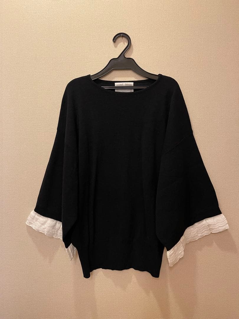 BEARDSLEYビアズリー 袖たっぷりレースニット 黒 SIZE BEARDSLEY