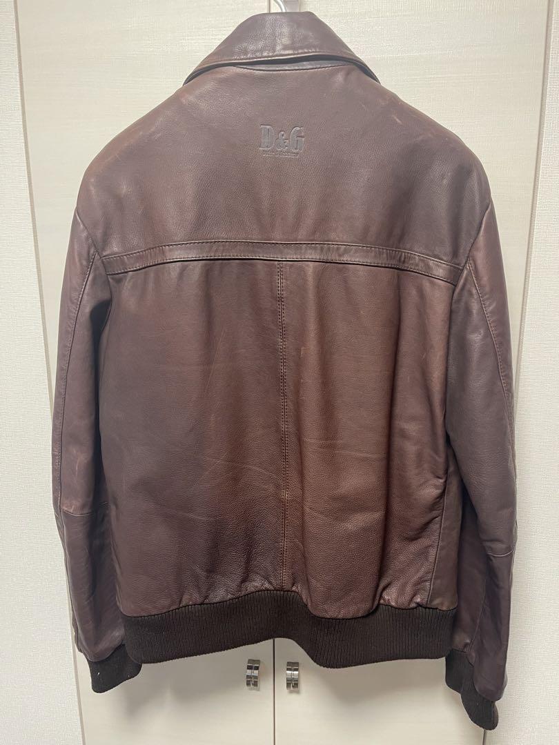D&G ドルチェ&ガッバーナ ジップアップ レザージャケット 54 XL