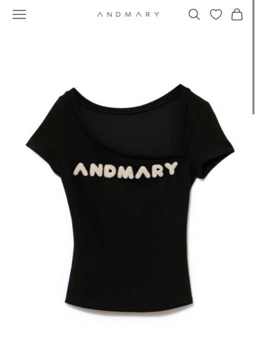 andmary Mary logo tops ブラック