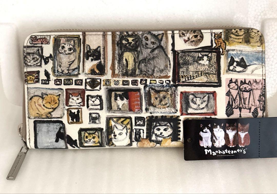 【新品】マンハッタナーズ ラウンドジップ 長財布 「額縁猫絵コレクション」