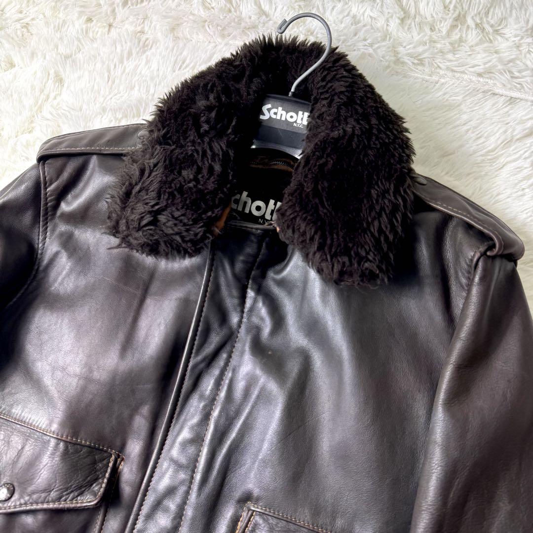 希少✨schott フライトジャケット　G-1 ダークブラウン　ボア　40