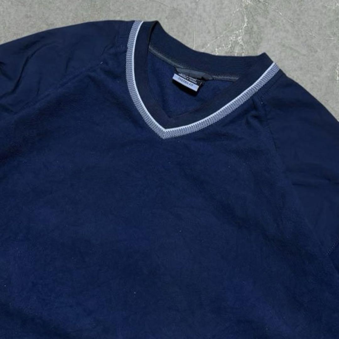 NIKE GOLFプルオーバートレーナースウォッシュ刺繍起毛スエード紺ネイビーL