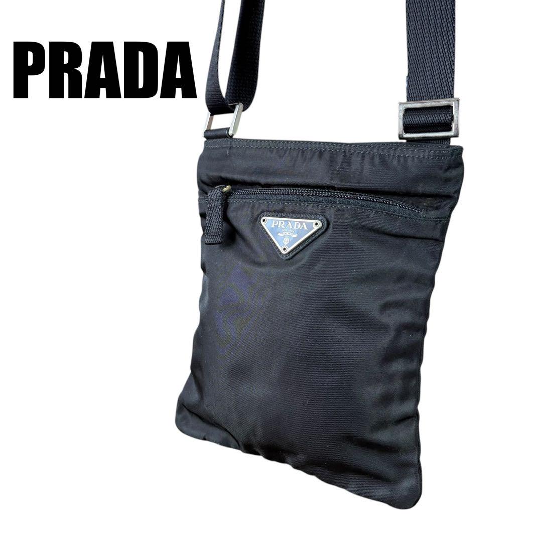 極 美品 希少品 PRADA プラダ 三角ロゴ 金具 モチーフ ナイロン
