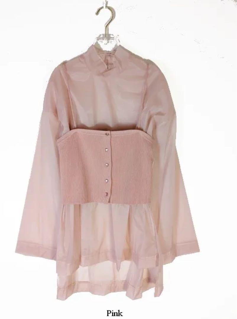 cocodeal シアーシャツ　ピンクニット　セットアップ