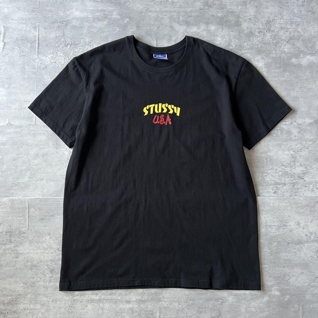 【両面プリント、ストリート】stussy半袖Tシャツ変形ワールドツアーsk8黒