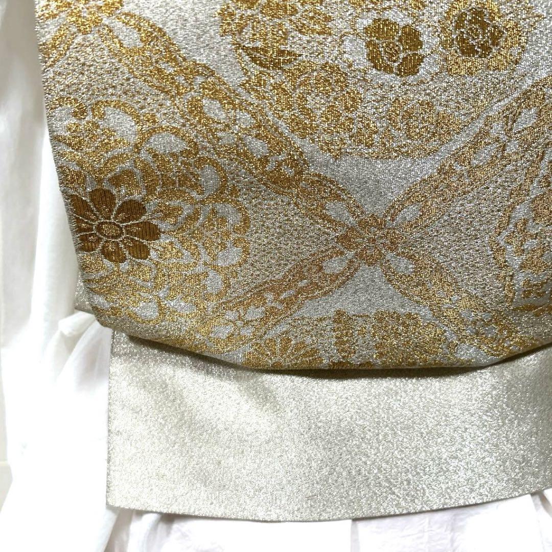 【ワンタッチ式・二重太鼓】全通柄袋帯 つづれ織花鳥菱取文 本金箔24K #290