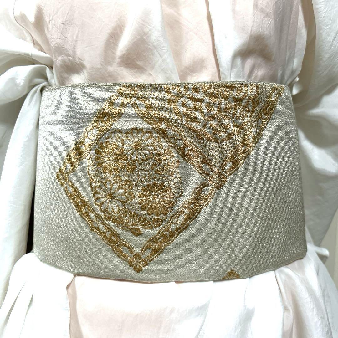 【ワンタッチ式・二重太鼓】全通柄袋帯 つづれ織花鳥菱取文 本金箔24K #290