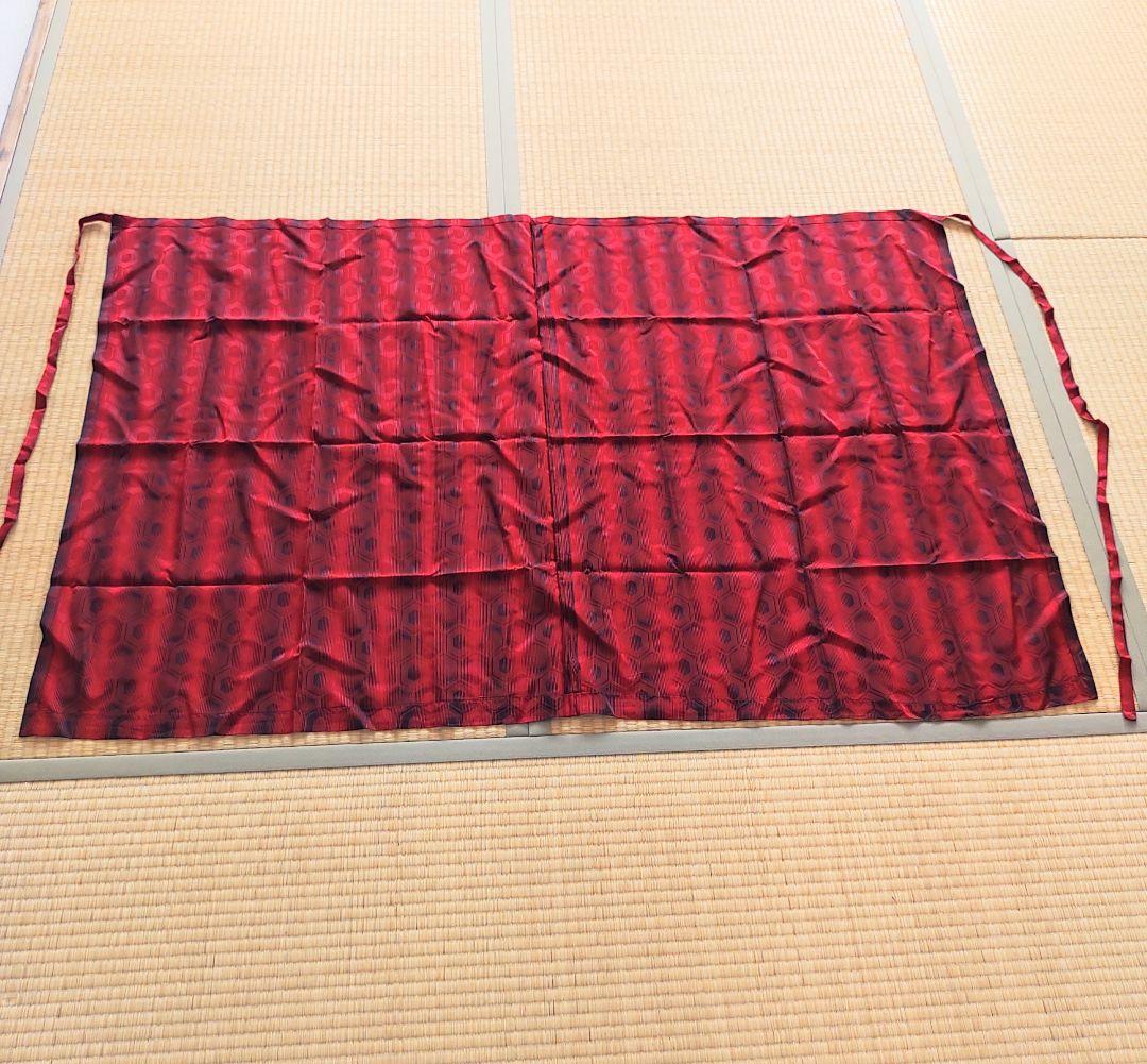 雨コート 着物 二部式 アセテート100% 亀甲柄 朱色 黒 ストライプ