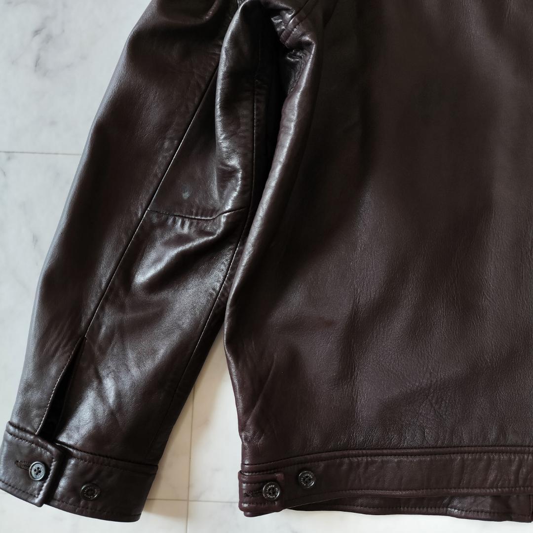 希少 90s ポロラルフローレン ラムレザースウィングトップ ブラウン L 本革