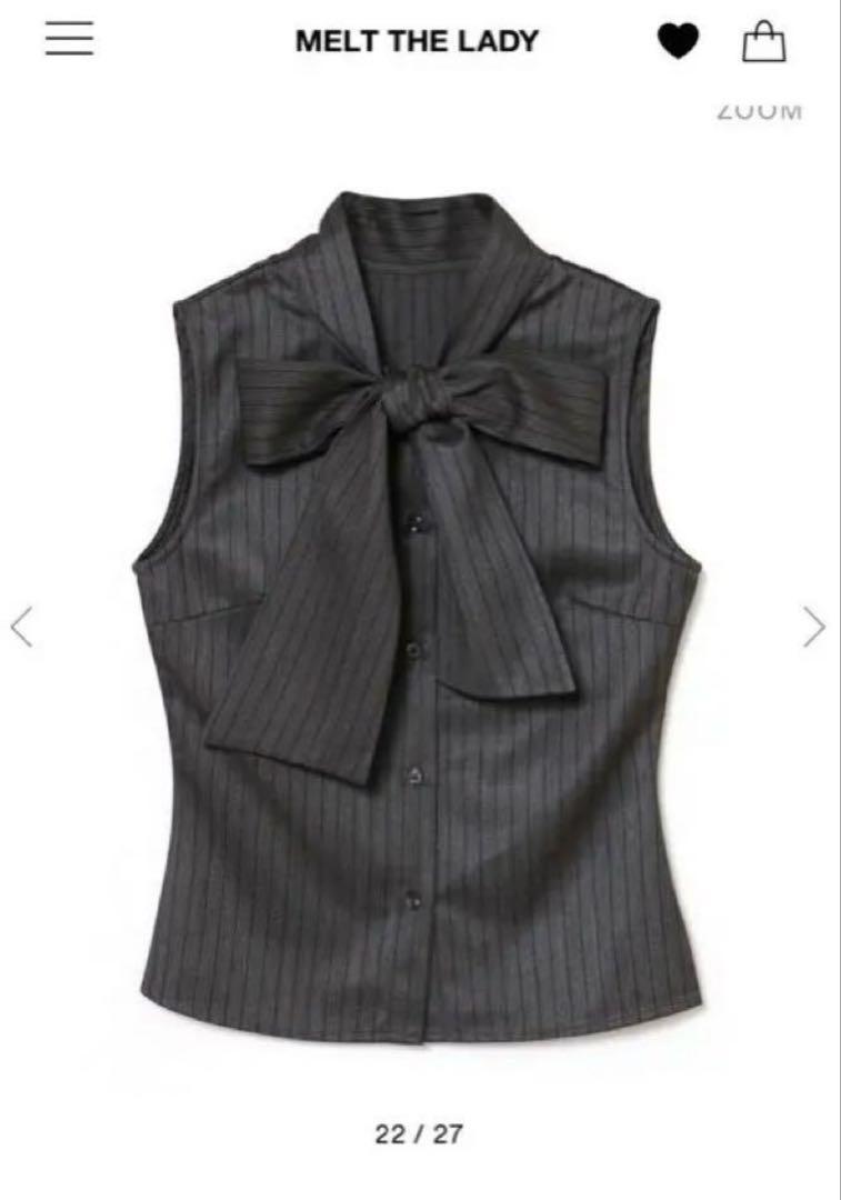 豪華 ribbon neck lady］tie the melt blouse メルカリ - トップス