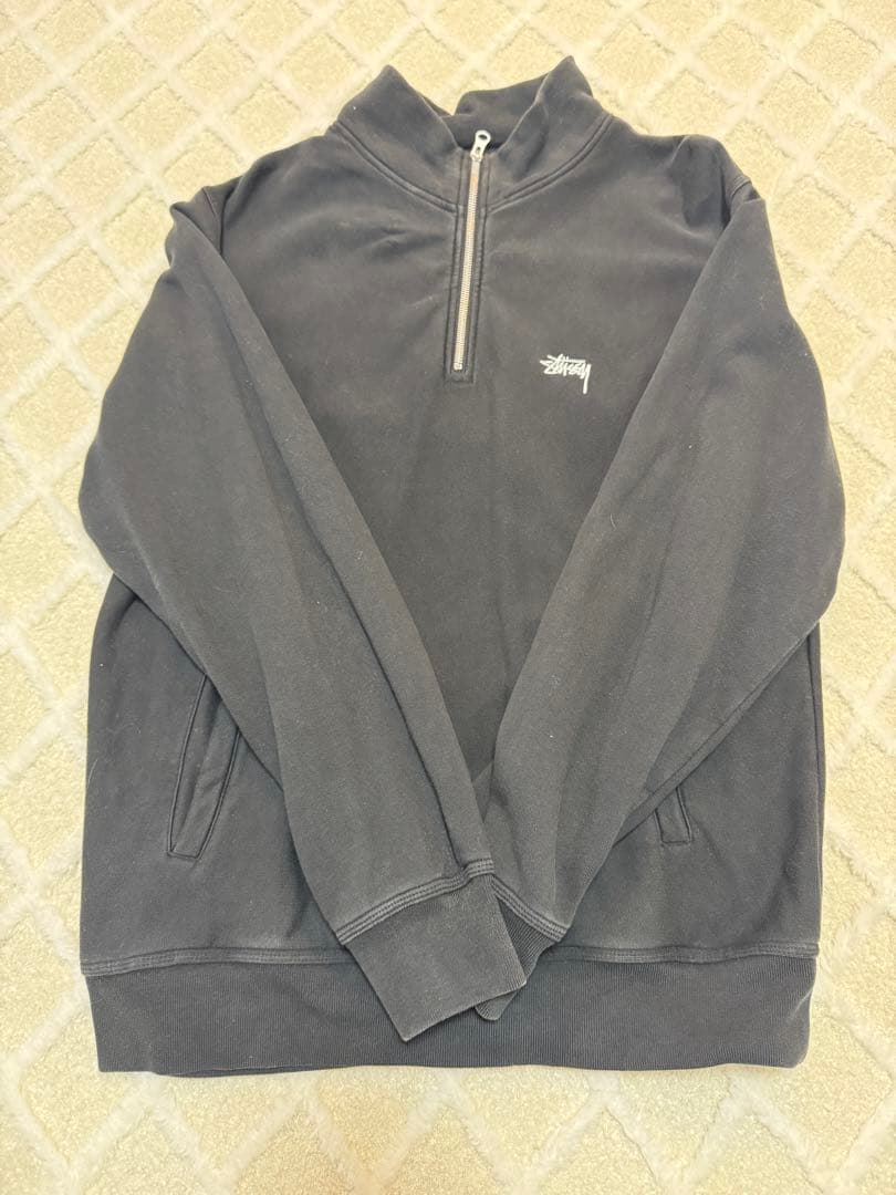 Stussy ハーフジップ トレーナー 黒L STUSSY