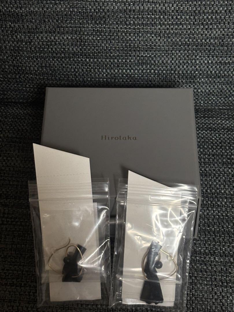 新品未開封 Hirotaka K10 ブラックオニキスピアス 2点セット両耳用