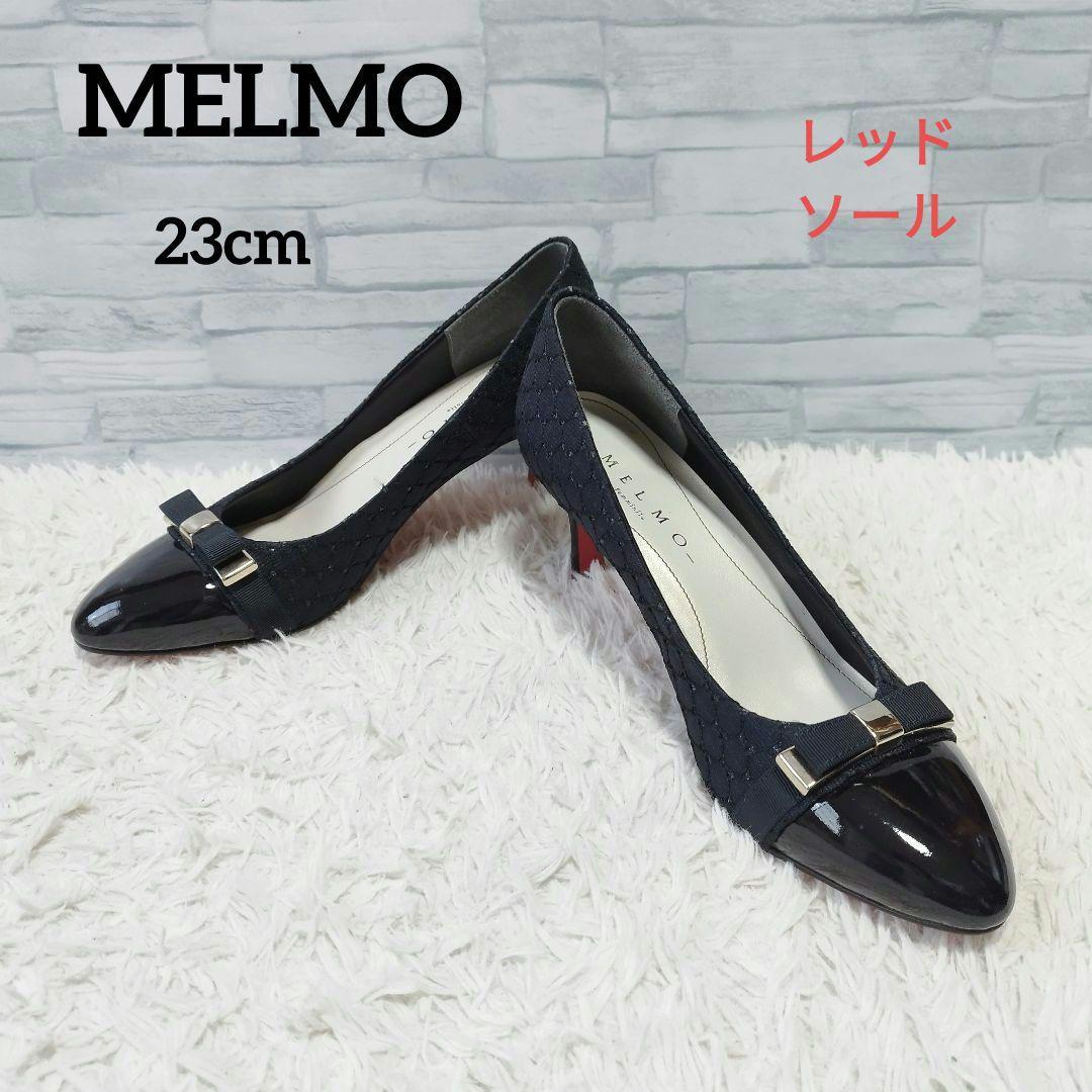 新品未使用️MELMO パンプス エナメルネイビー リボン ラメ