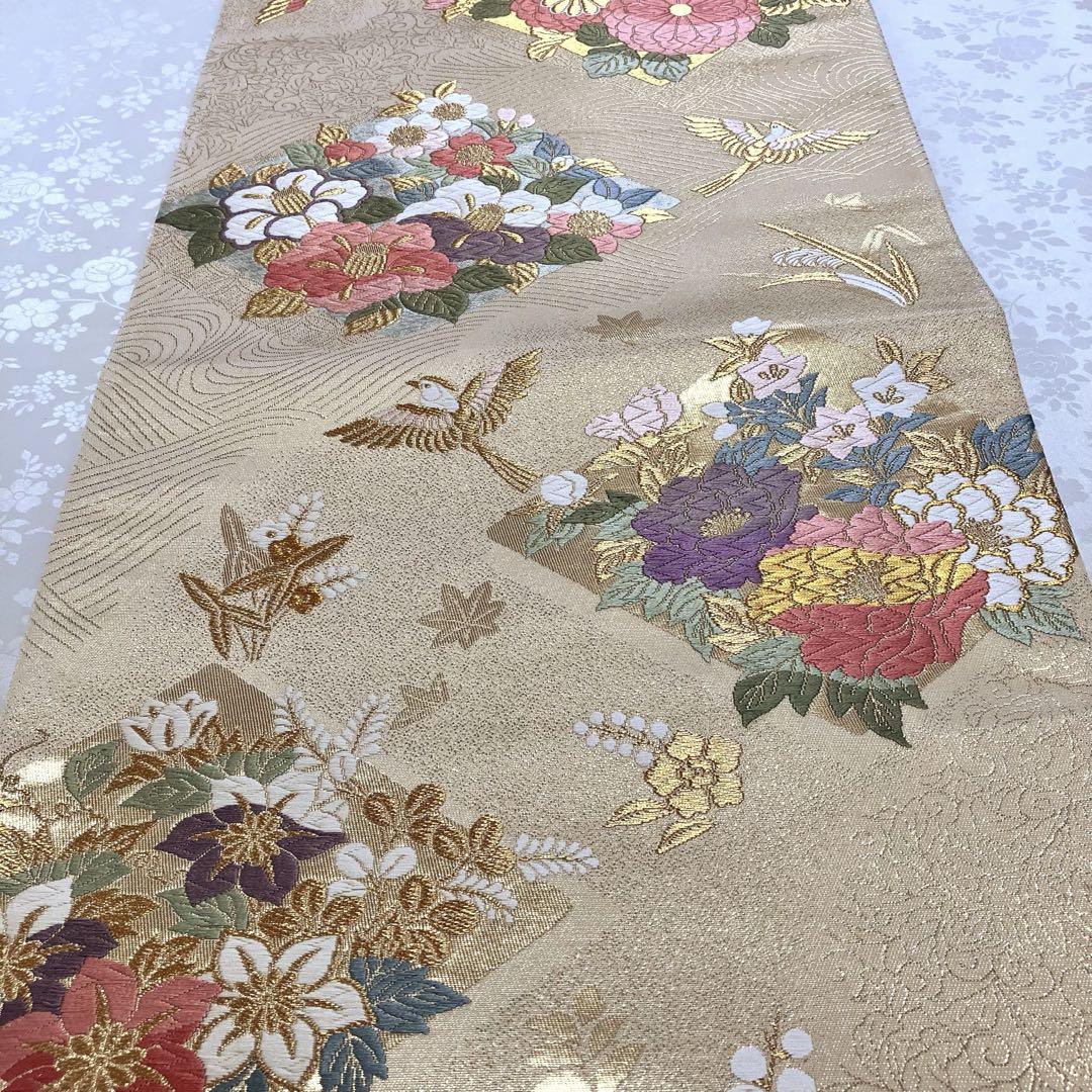 正絹✿唐織　吉祥鳳凰　花文　金糸　袋帯