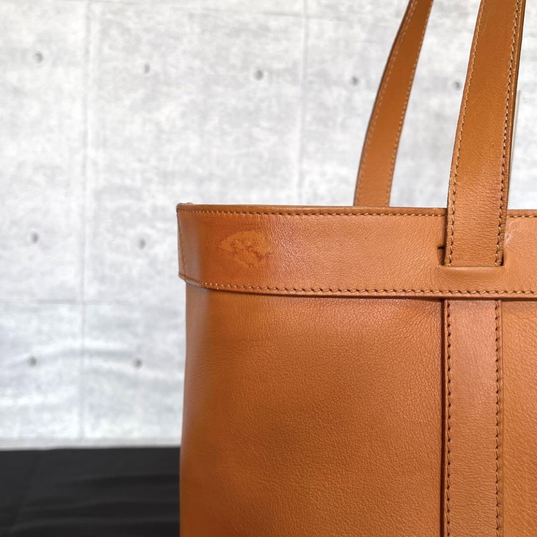 MAURO GOVERNA】カーフレザー オレンジ 肩掛け A4 トートバッグ