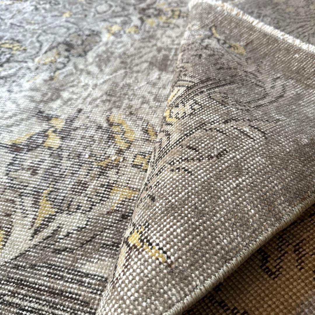 超大判レア166×277グレージュ×イエロー　メダリオン　トルコヴィンテージラグ