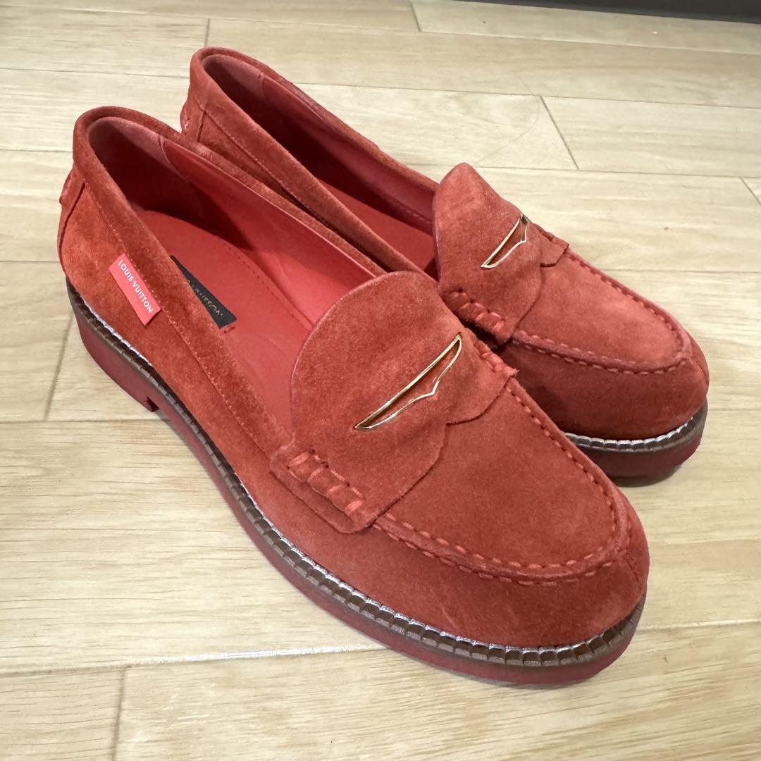 LOUIS VUITTON コインローファー LOUIS VUITTON - ルイヴィトン スエード ボア コインローファー