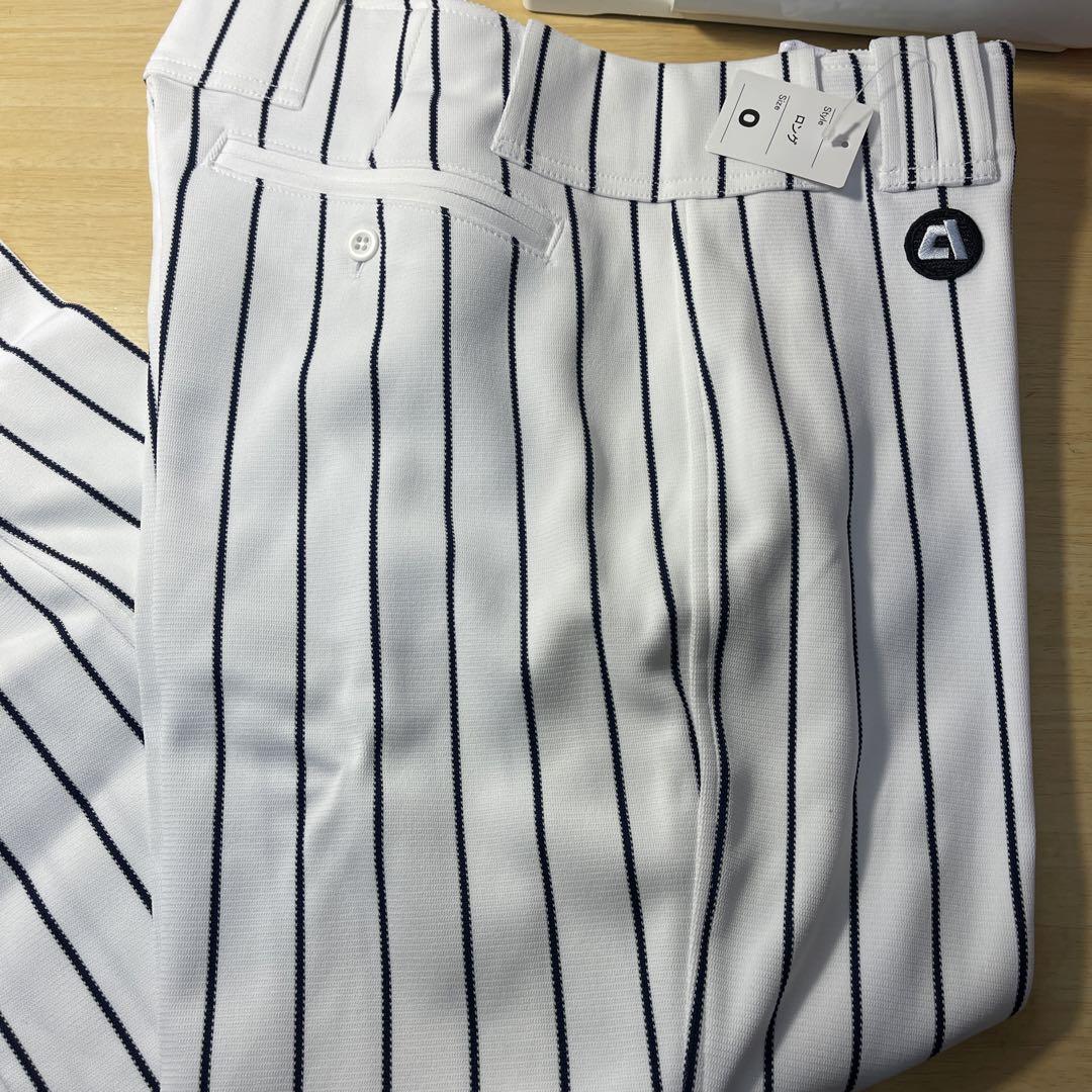 野球 ユニフォーム(練習着) 白ネイビー ストライプパンツ