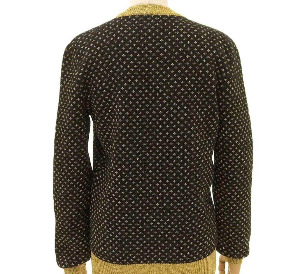 GUCCIグッチ 長袖ラメニット GUCCYロゴ ブラック×ゴールド Mサイズ