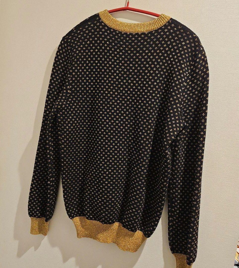 GUCCIグッチ　長袖ラメニット　GUCCYロゴ　ブラック×ゴールド　Mサイズ GUCCIグッチ 長袖ラメニット GUCCYロゴ ブラック×ゴールド Mサイズ