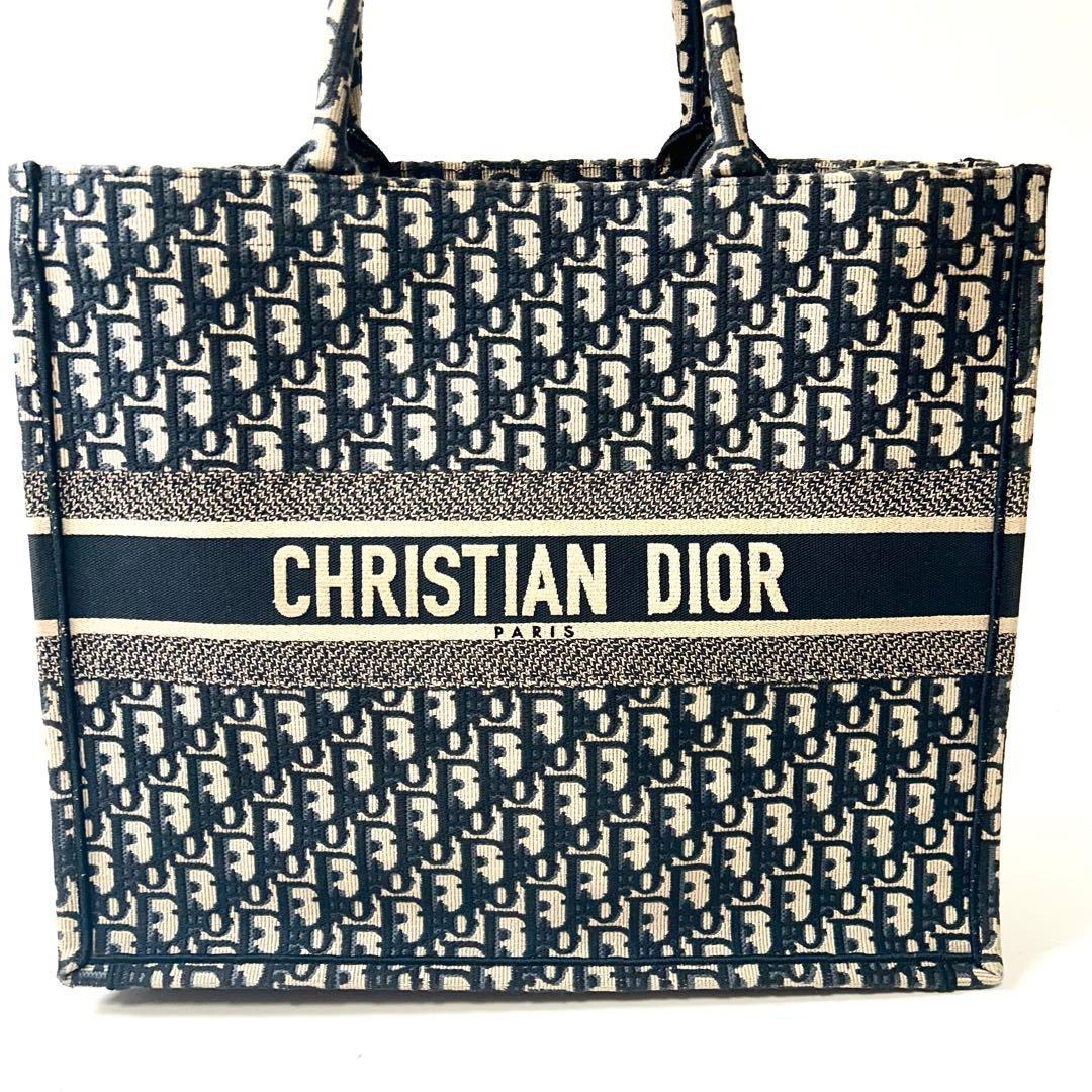 Dior トロッター ブックトート キャンバス ラージ トートバッグ ネイビー Dior トロッター ブックトート キャンバス ラージ トートバッグ ネイビー