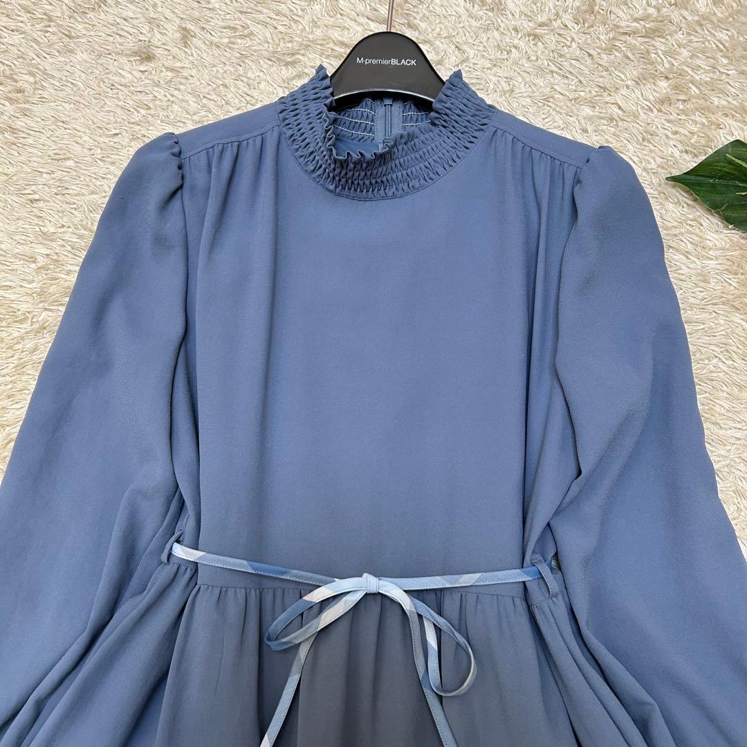 極美品 ブルーレーベルクレストブリッジ ジョーゼットビンテージドレス リボン S