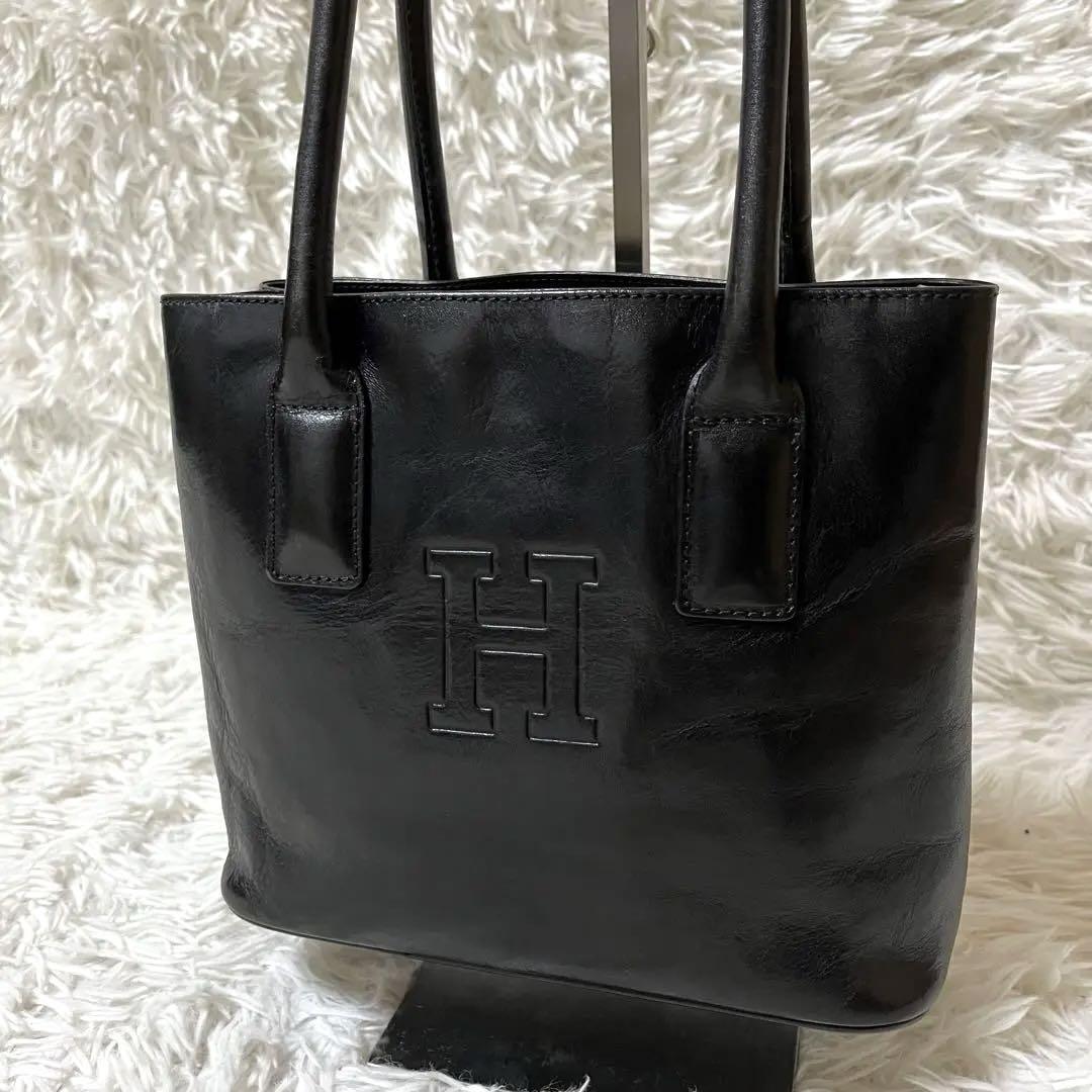 【オープニング 大放出セール】 HIROFU ヒロフ ロゴ 型押し トートバッグ 黒 ブラック バッグ
