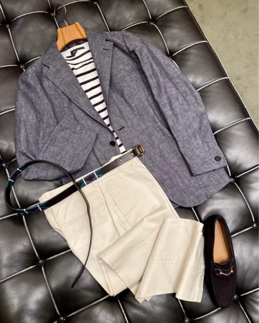 BEAMS F / NEW EASY コットンリネン シャンブレー ジャケット