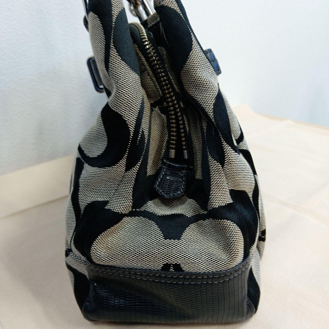 【良品】COACH コーチ ハンドバッグ キャンバス ソーホー ターンロック 黒 COACH コーチ ソーホー ハンドバッグ シグネチャー キャンバス