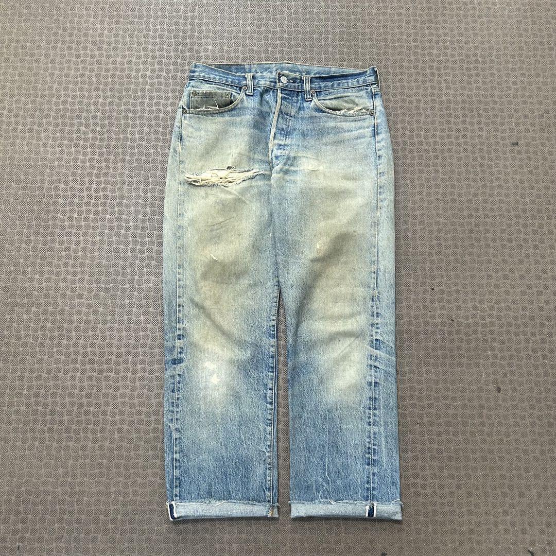 Levi's 501 66後期 黄ばみ 炭鉱 ヴィンテージ ボロ ダメージ