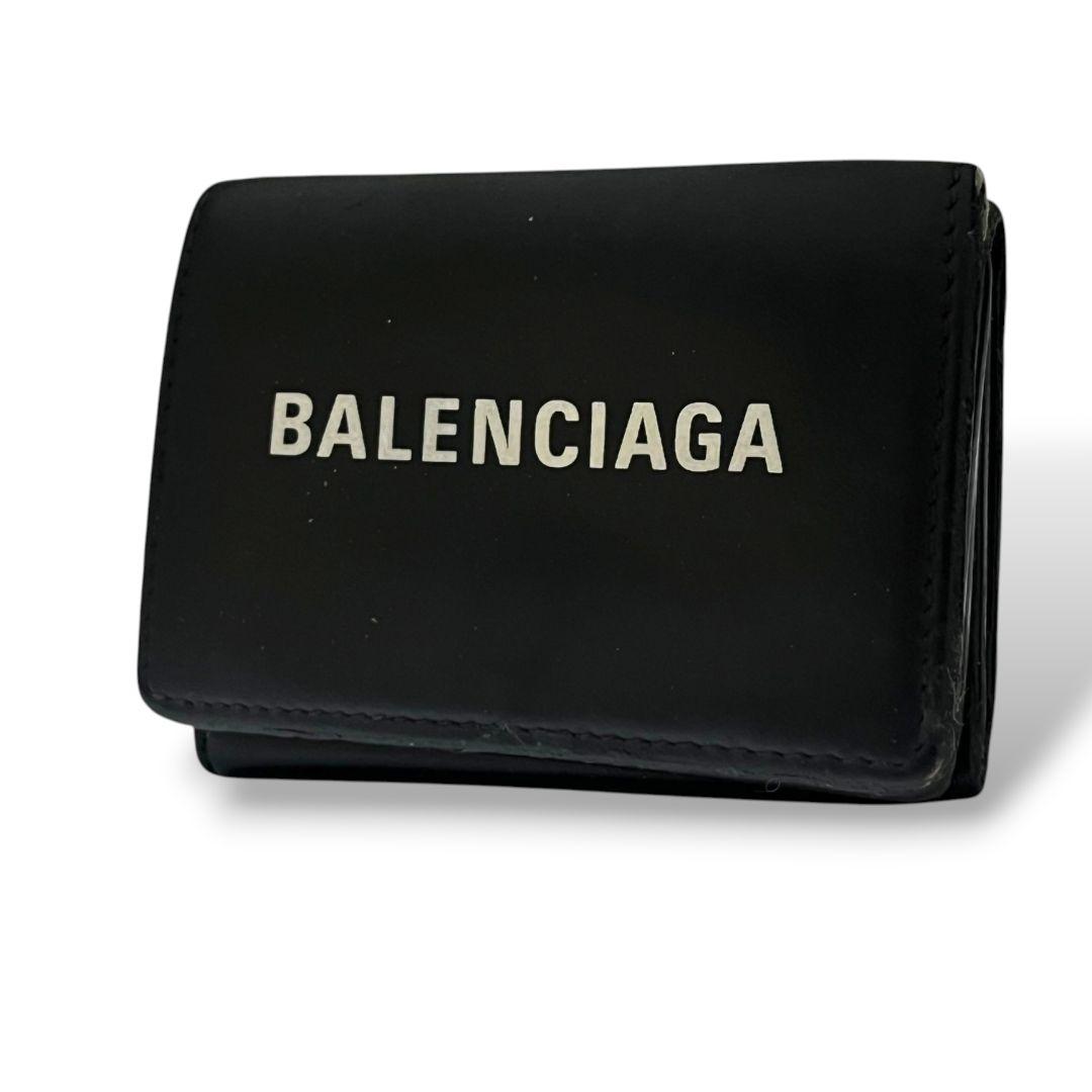 バレンシアガ BALENCIAGA 3つ折財布 ブラック ロゴ