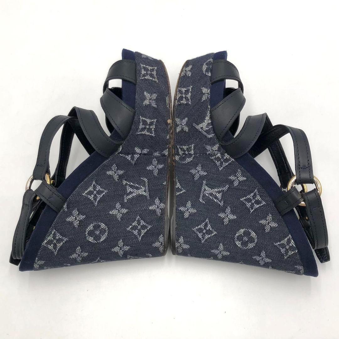 【超レア】 ルイヴィトン モノグラムデニム サンダル 厚底 サイズ23.5cm