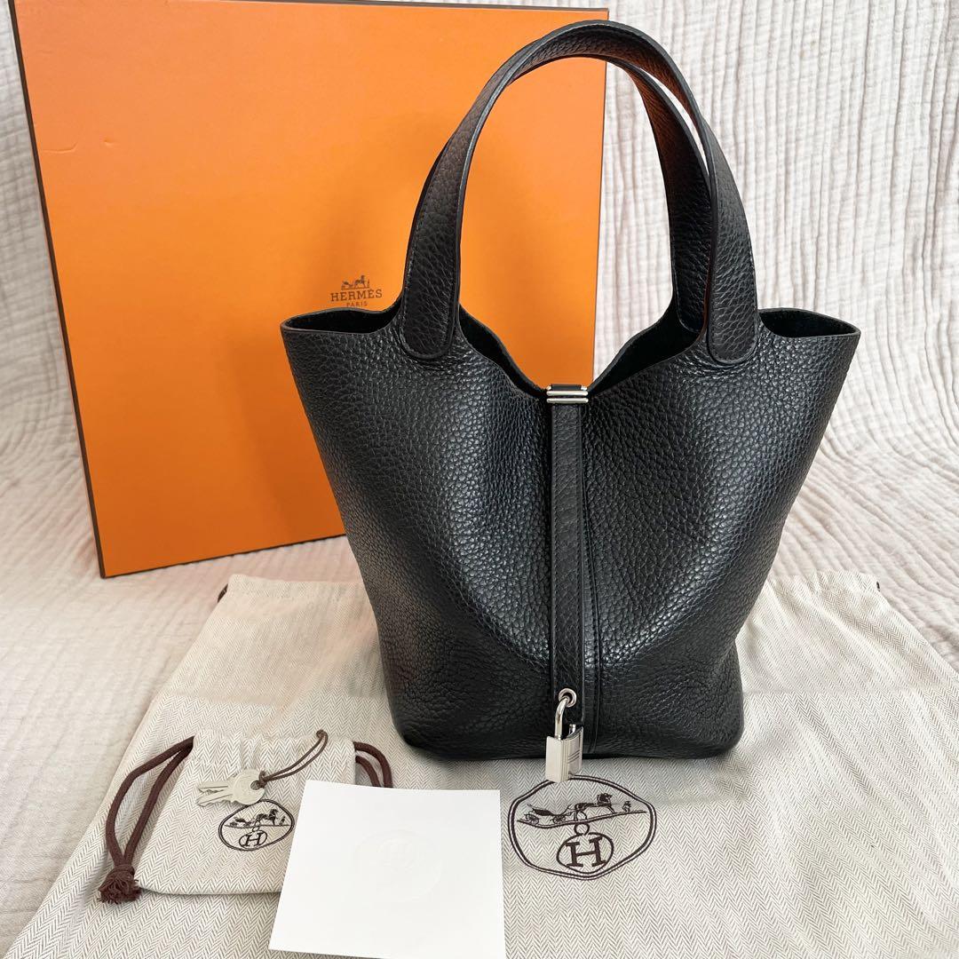 【HERMES】ピコタンロックMM/ノワール/ シルバー金具 HERMES エルメス ハンドバッグ ピコタンロックMM トリヨン